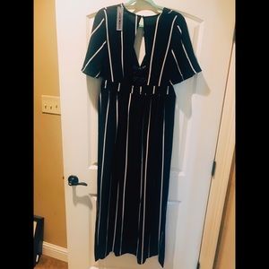 Maxi romper black/white stripe